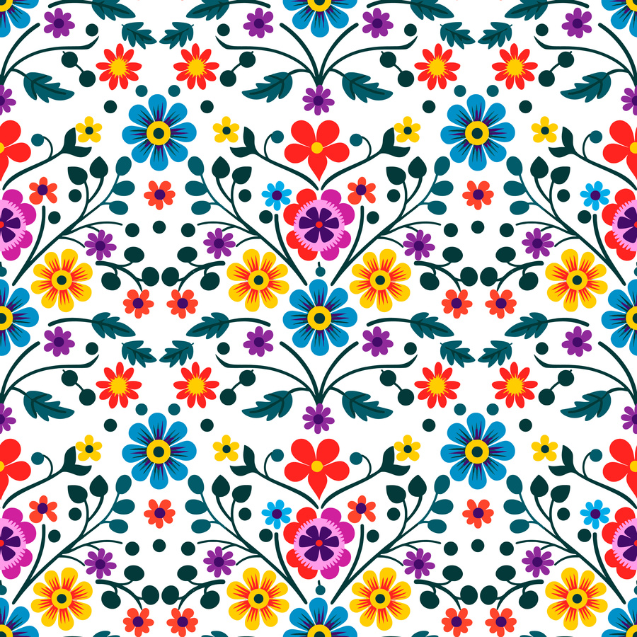 mexican embroidery seamless pattern background